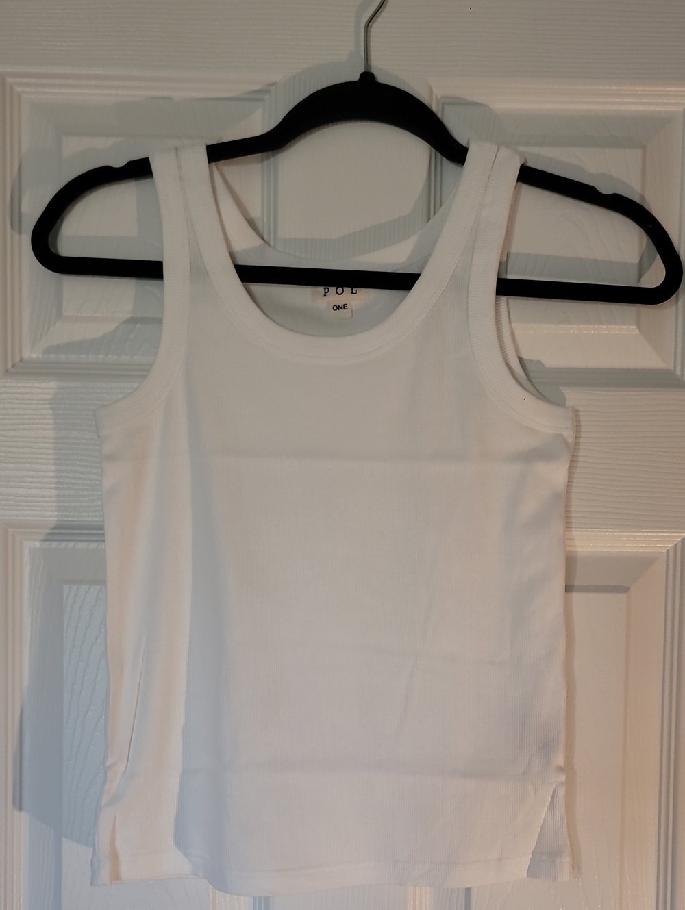 Pol White Ribbed Scoop Neck Tank - Women
